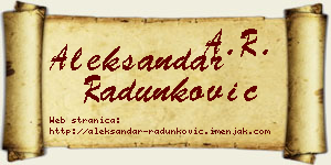 Aleksandar Radunković vizit kartica